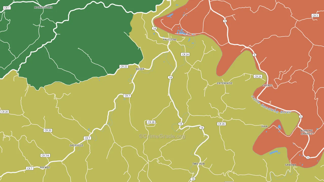 Palestine, WV Map of Arson Rates