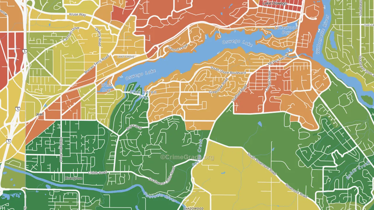 Palisades, Lake Oswego, OR Map of Arson Rates