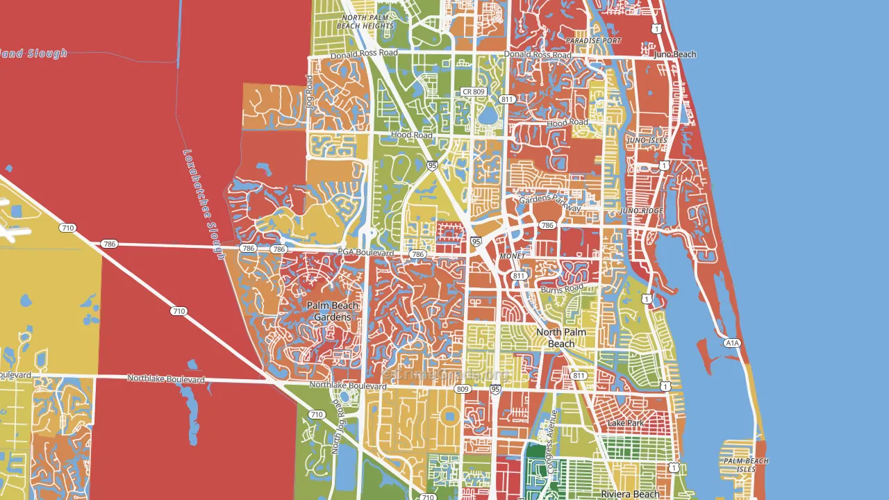 Palm Beach Gardens, FL Map of Arson Rates