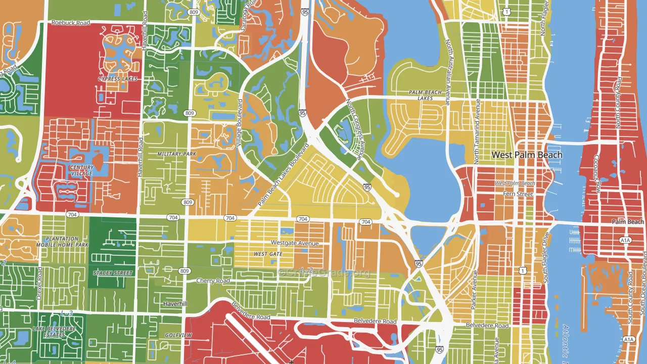 Palm Beach Lakes, West Palm Beach, FL Map of Arson Rates