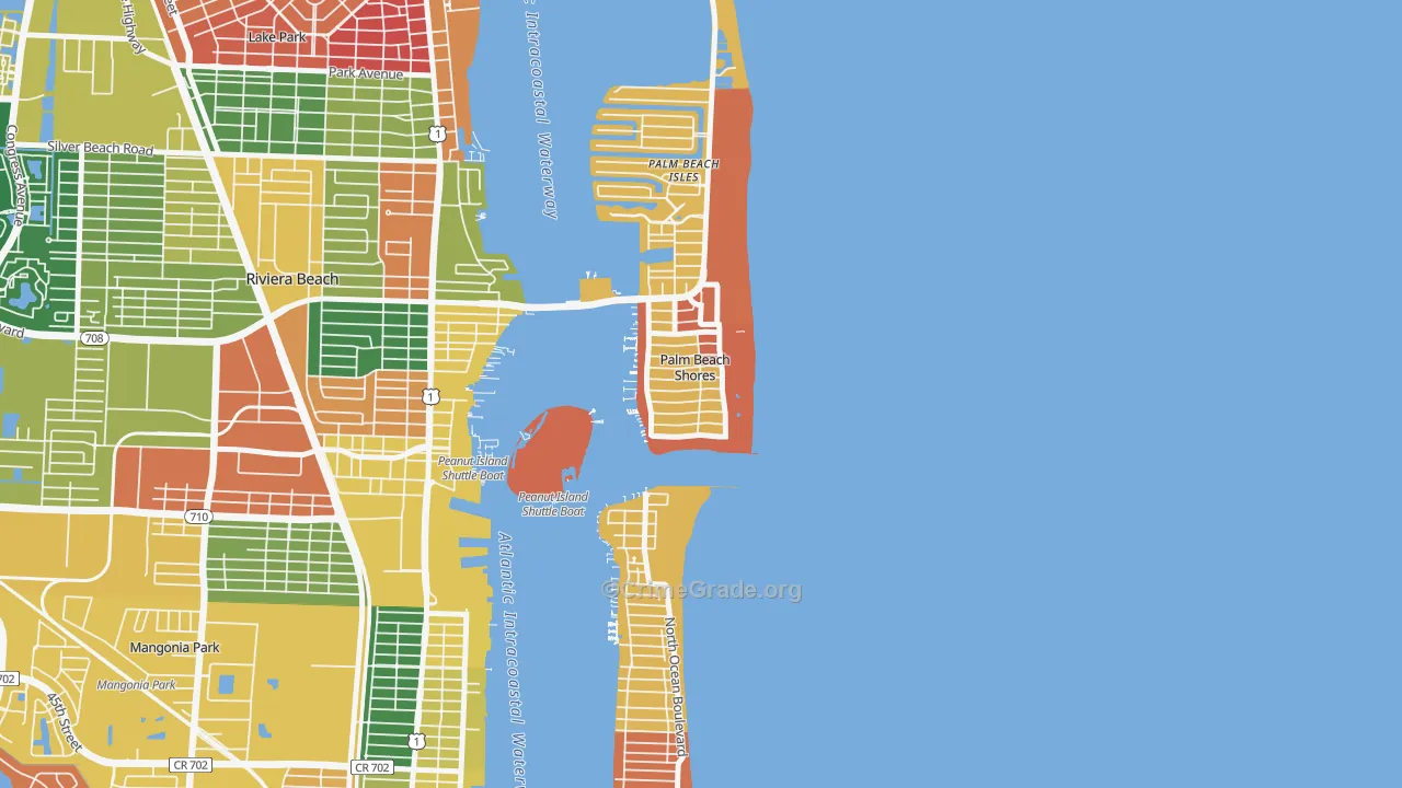 Palm Beach Shores, FL Map of Arson Rates