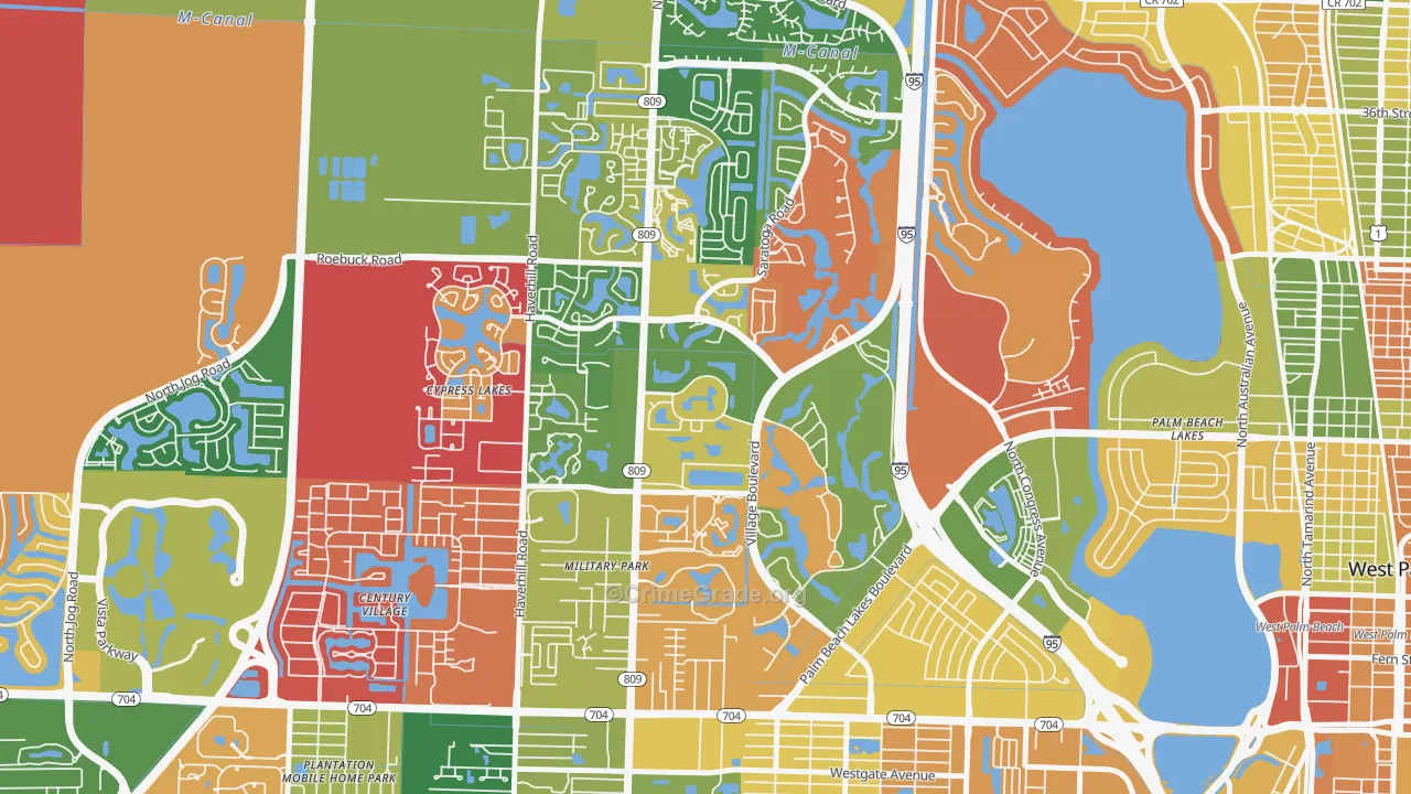 Palm Club Village, West Palm Beach, FL Map of Arson Rates