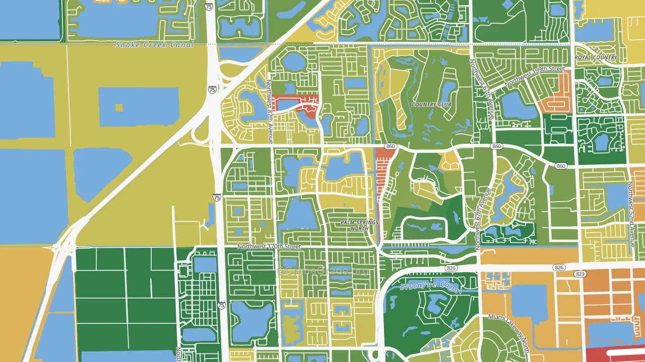 Palm Springs North, Hialeah, FL Map of Arson Rates