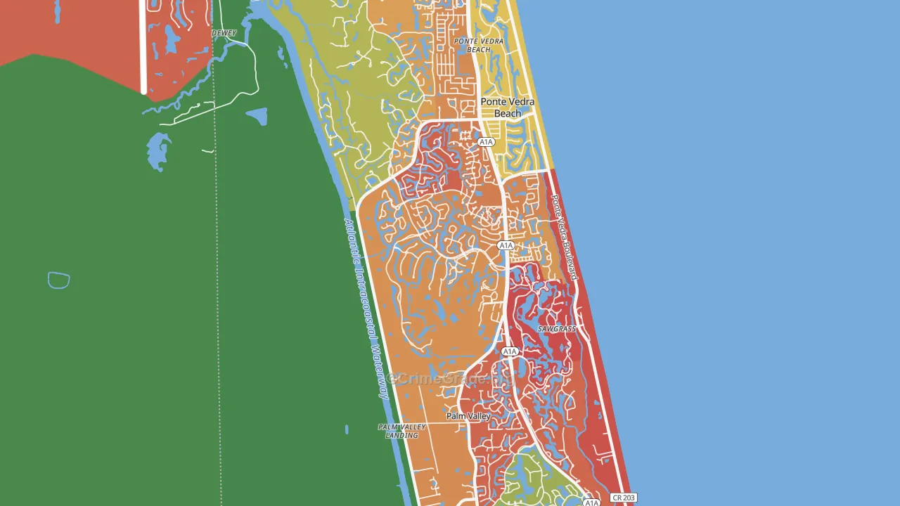 Palm Valley, FL Map of Arson Rates