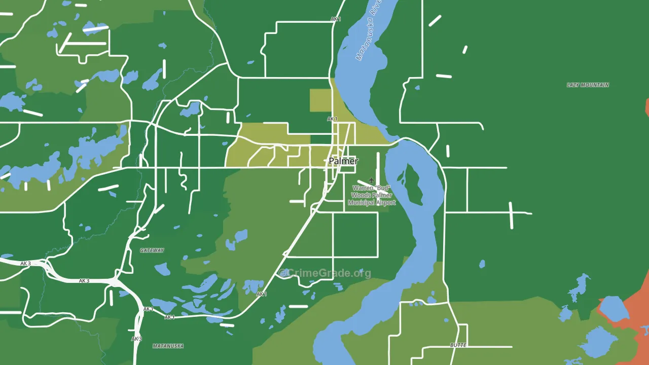 Palmer, AK Map of Arson Rates