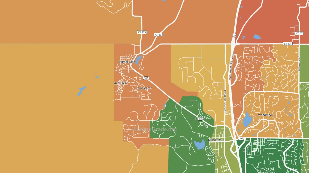 Palmer Lake, CO Map of Arson Rates