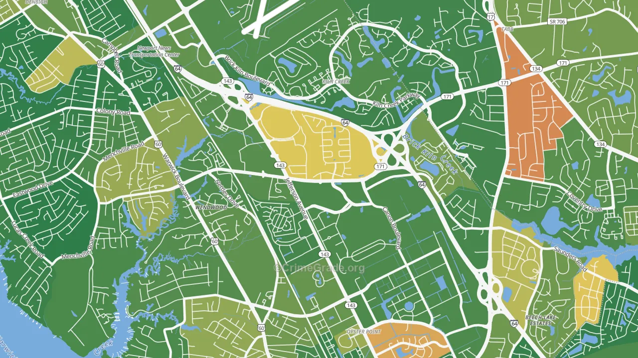 Palmer, Newport News, VA Map of Arson Rates