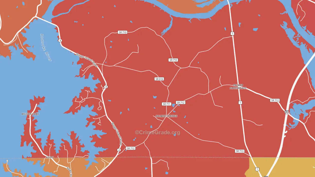 Palmer Springs, VA Map of Arson Rates