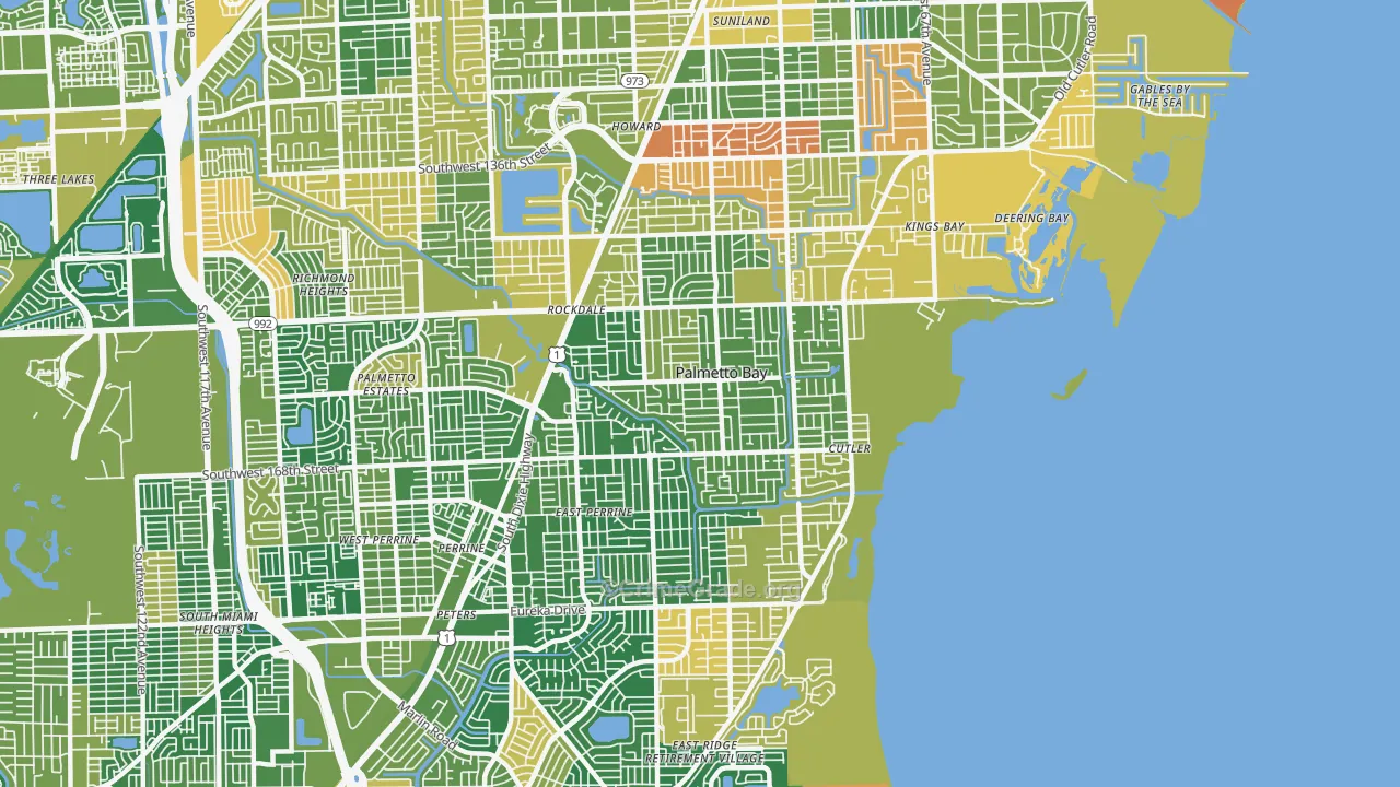Palmetto Bay, FL Map of Arson Rates