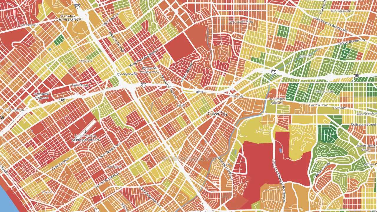 Palms, Los Angeles, CA Map of Arson Rates