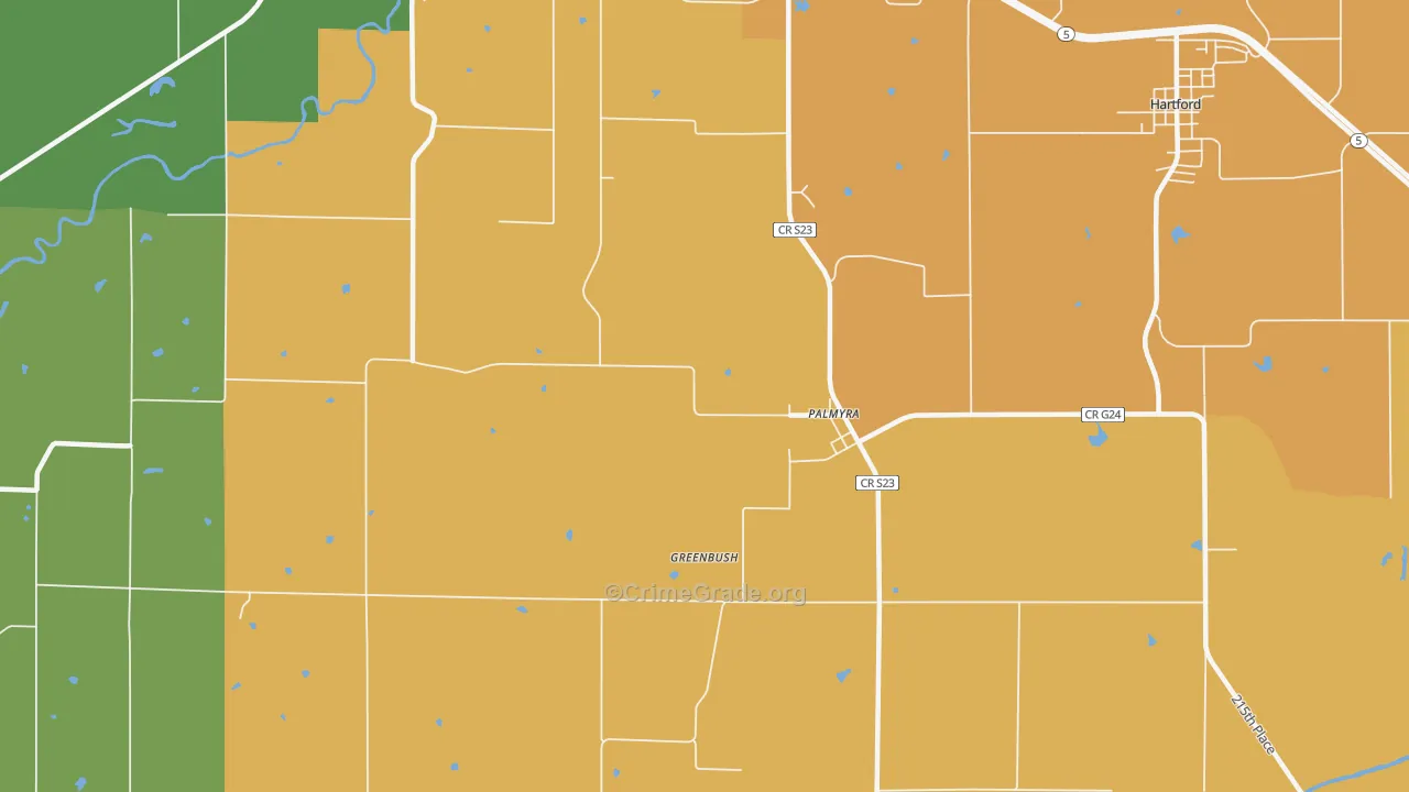 Palmyra, IA Map of Arson Rates