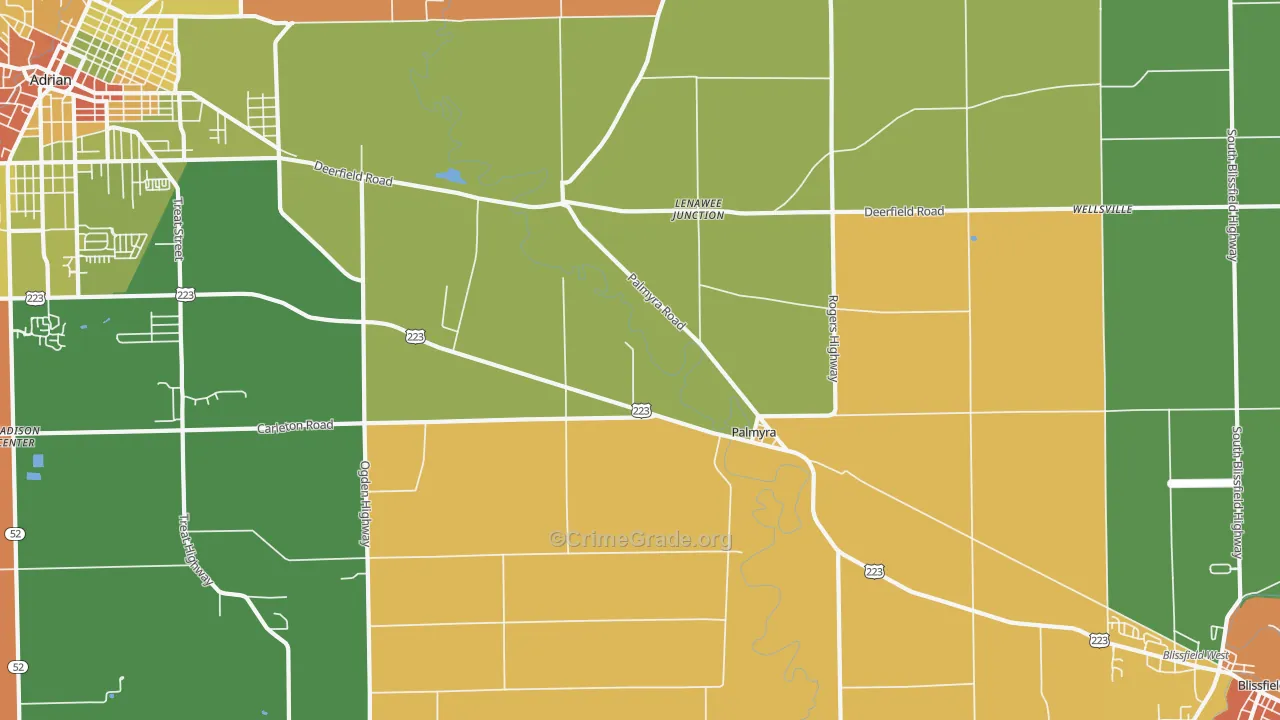 Palmyra, MI Map of Arson Rates