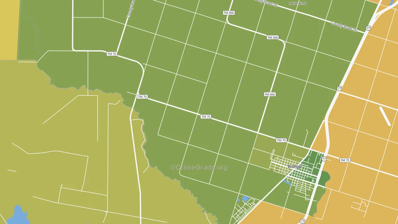 Palo Alto, TX Map of Arson Rates