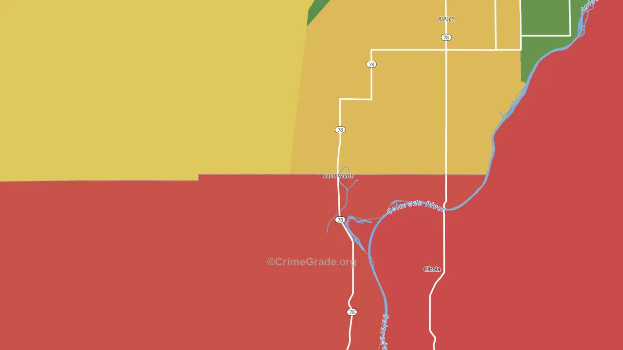 Palo Verde, CA Map of Arson Rates
