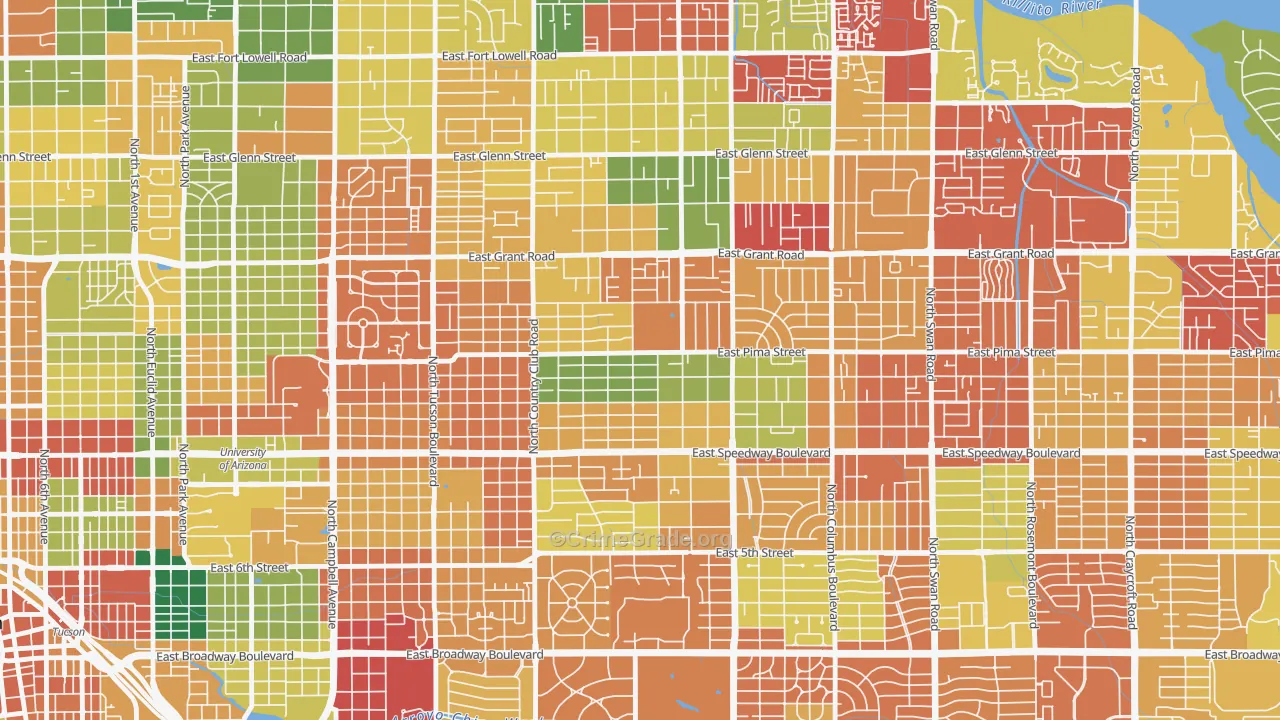 Palo Verde, Tucson, AZ Map of Arson Rates