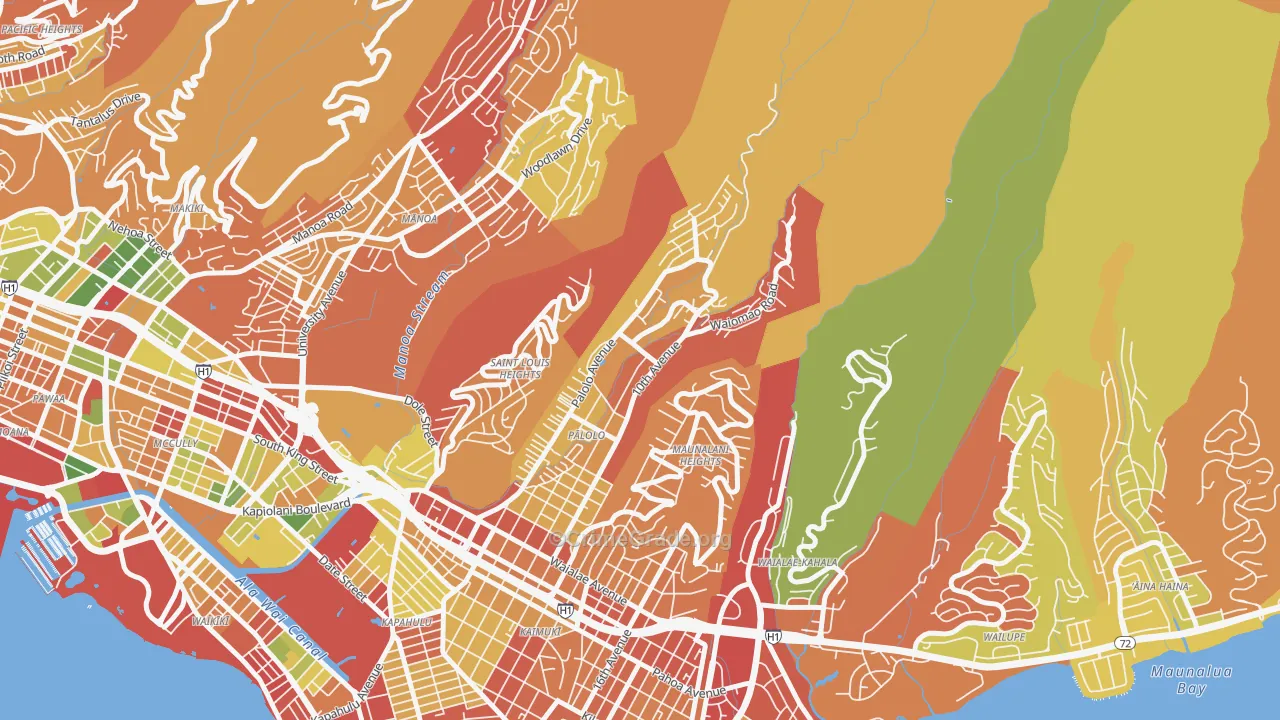 Palolo, Honolulu, HI Map of Arson Rates