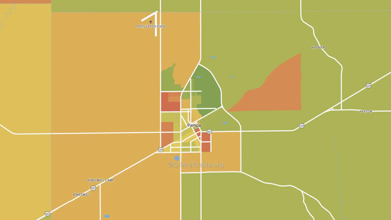 Pampa, TX Map of Arson Rates