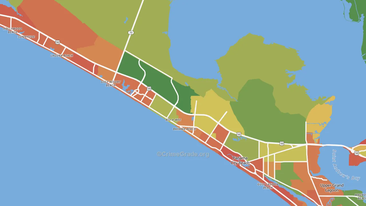 Panama City Beach, FL Map of Arson Rates