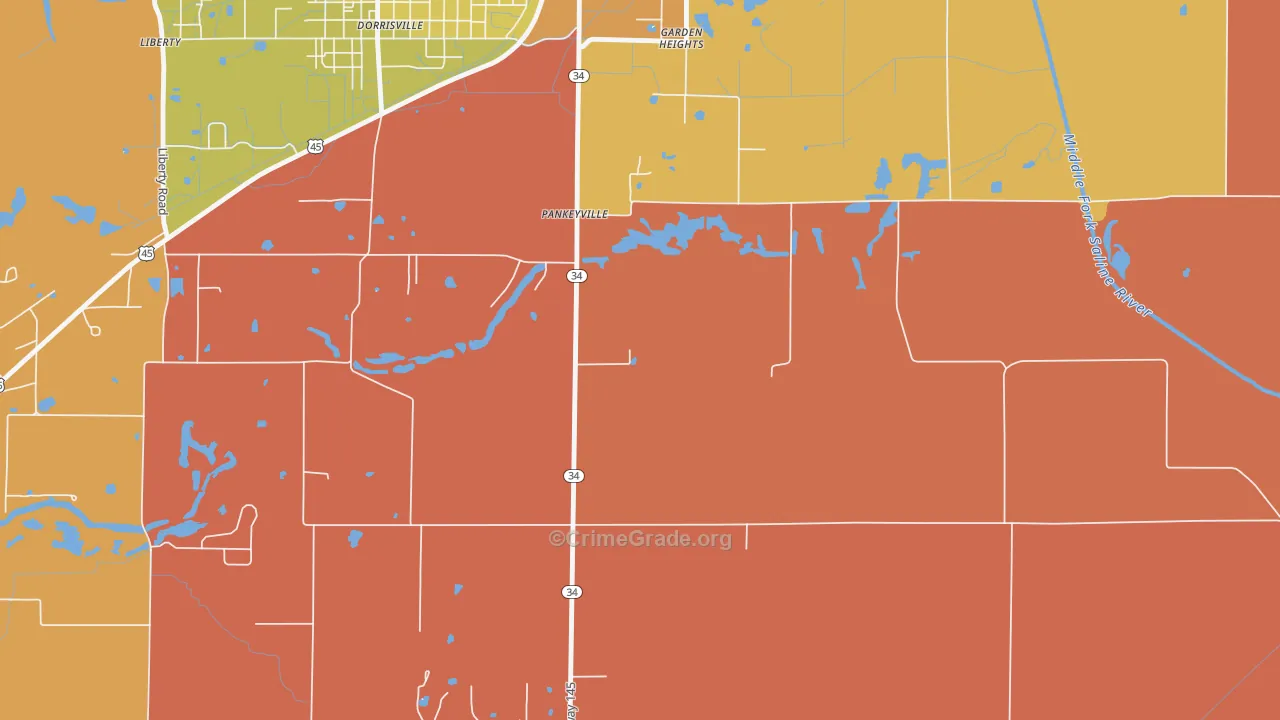 Pankeyville, IL Map of Arson Rates