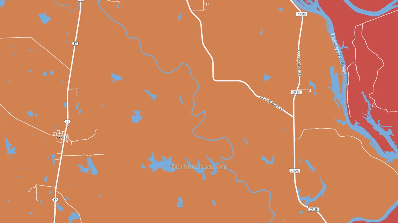Panola, AL Map of Arson Rates