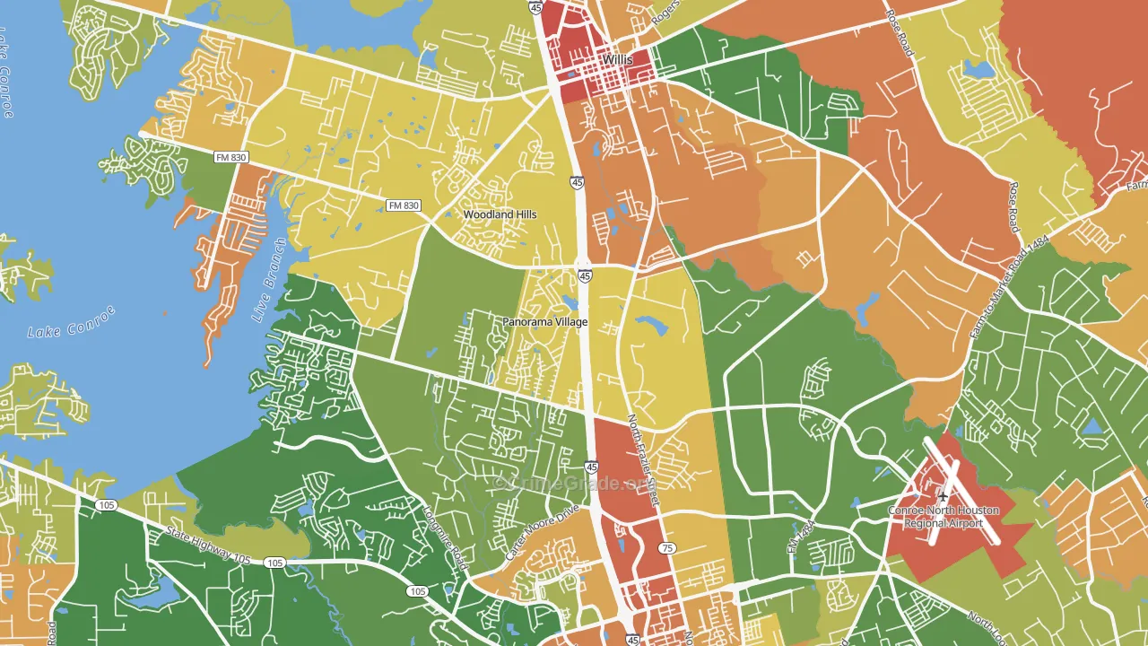 Panorama Village, TX Map of Arson Rates