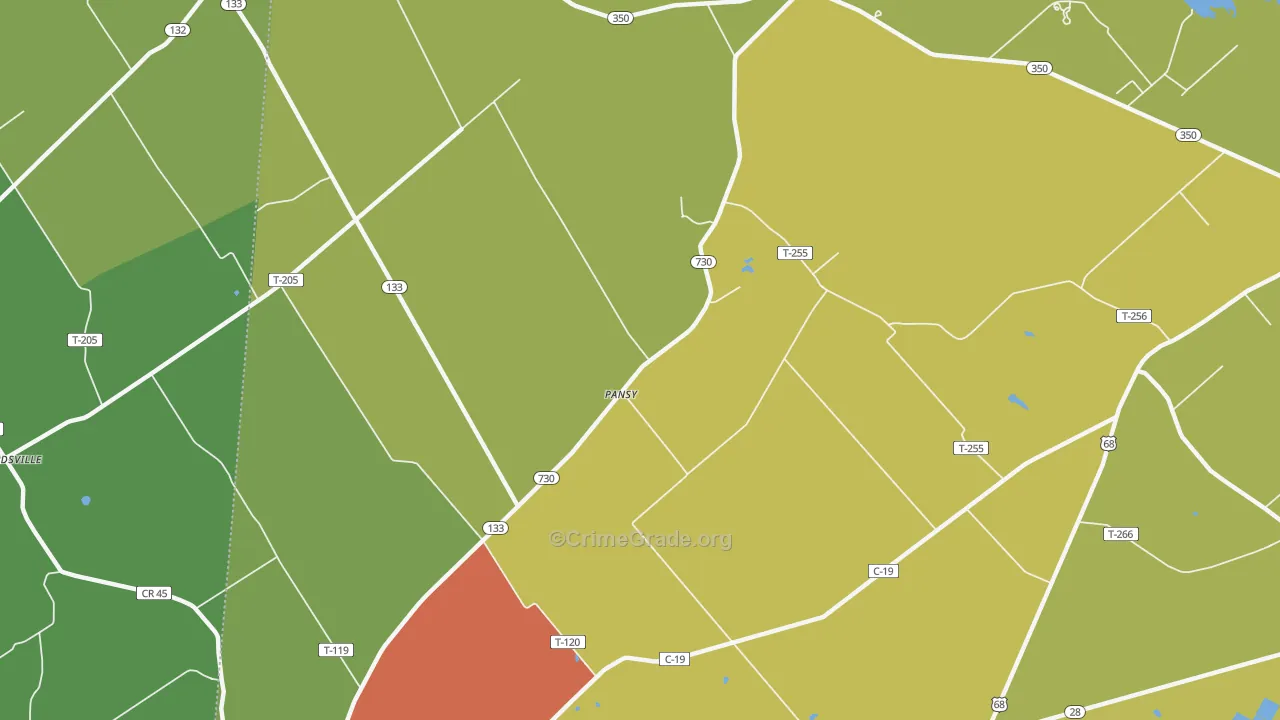 Pansy, OH Map of Arson Rates