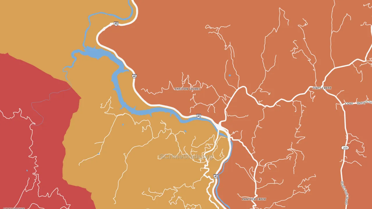 Panther Creek, NC Map of Arson Rates