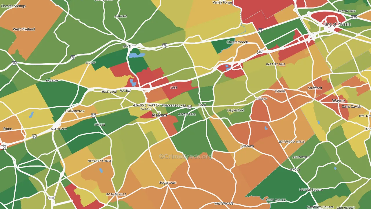 Paoli, PA Map of Arson Rates