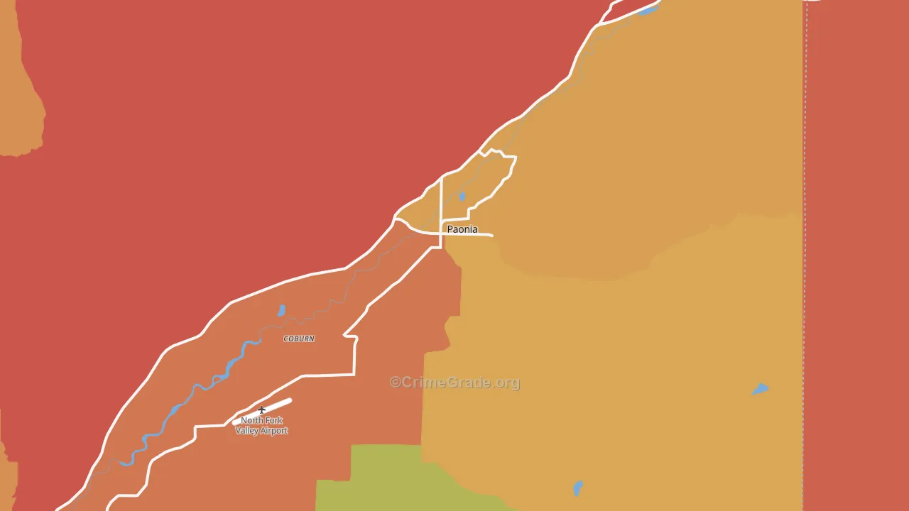 Paonia, CO Map of Arson Rates