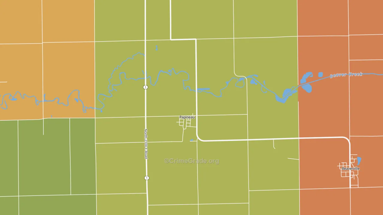 Papineau, IL Map of Arson Rates