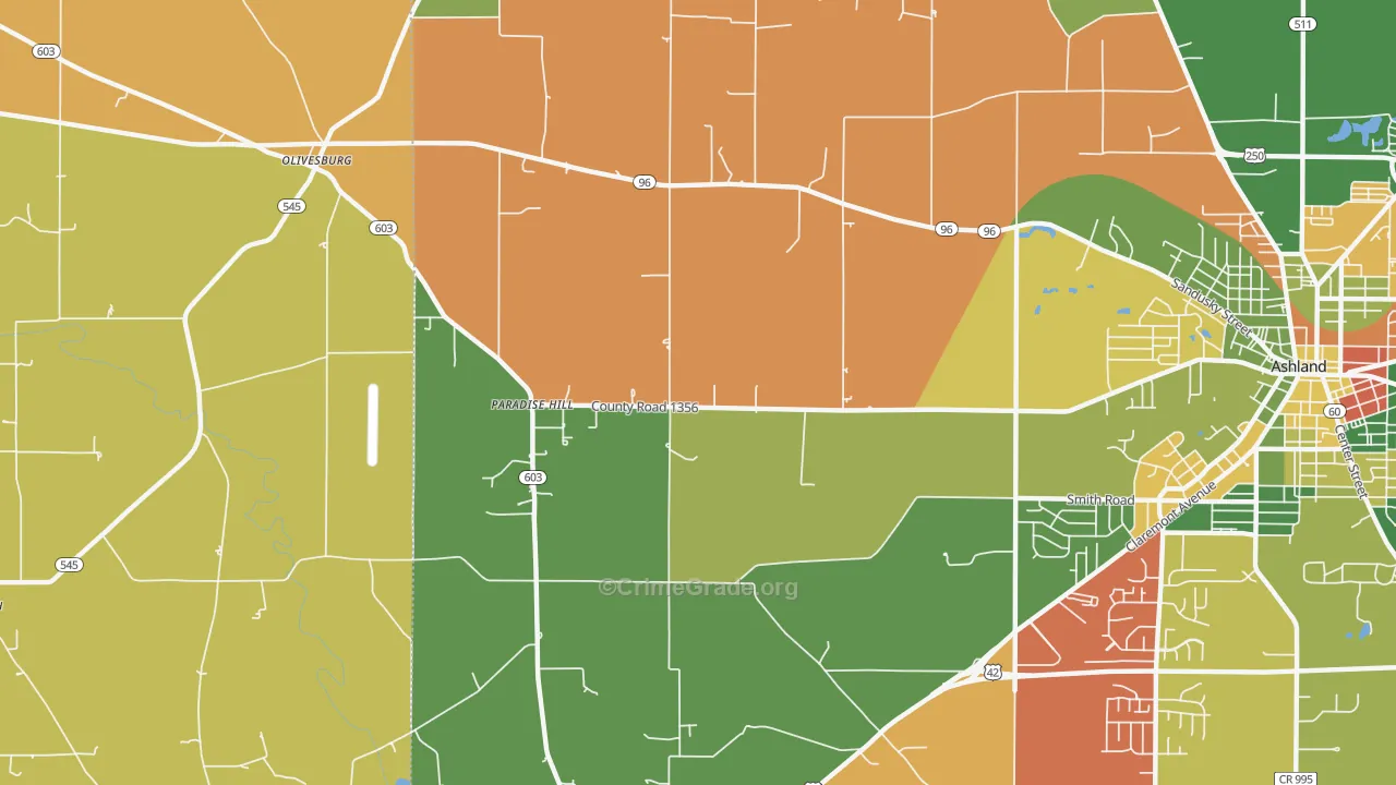 Paradise Hill, OH Map of Arson Rates