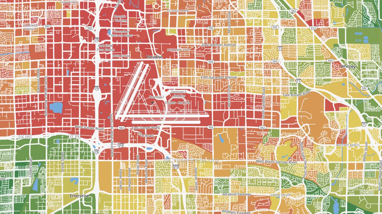 Paradise, Las Vegas, NV Map of Arson Rates
