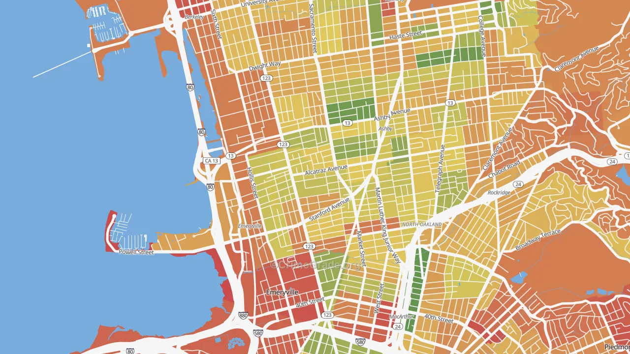Paradise Park, Emeryville, CA Map of Arson Rates
