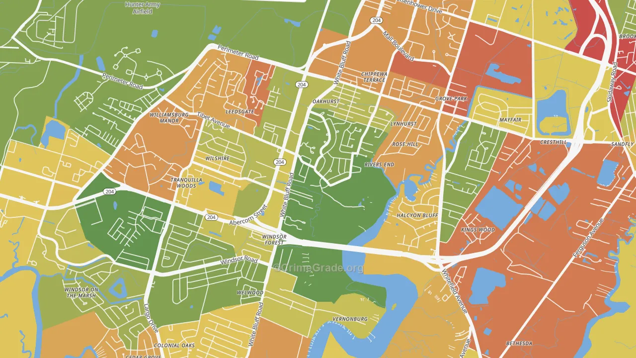 Paradise Park, Savannah, GA Map of Arson Rates
