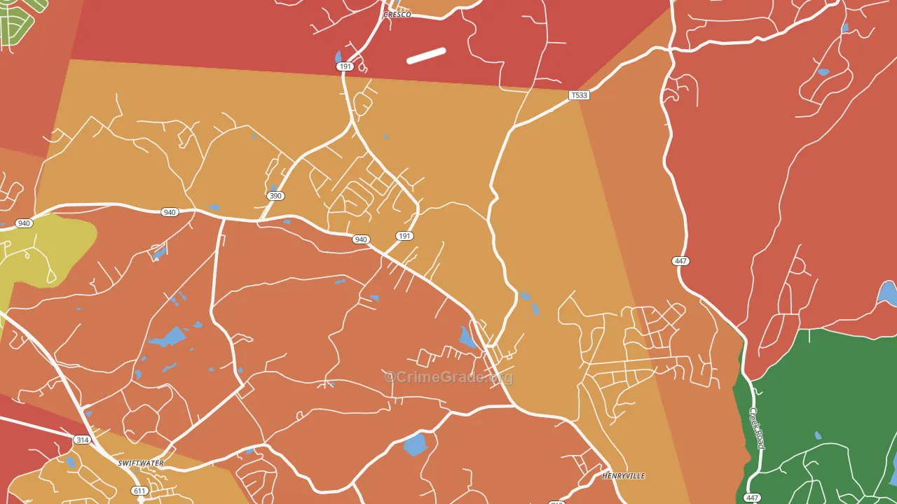Paradise Valley, PA Map of Arson Rates