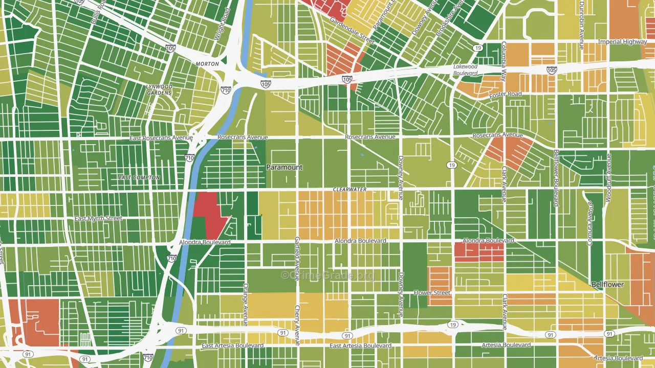 Paramount, CA Map of Arson Rates