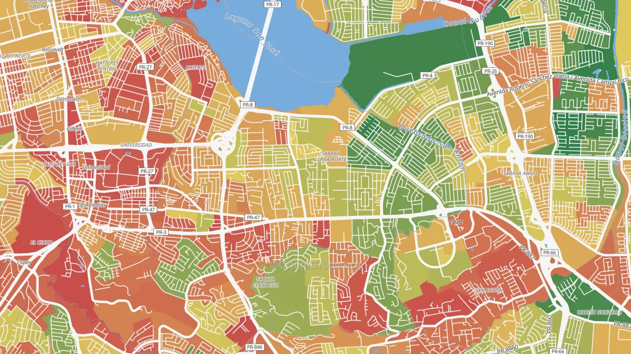 Parcelas Falu, San Juan, PR Map of Arson Rates