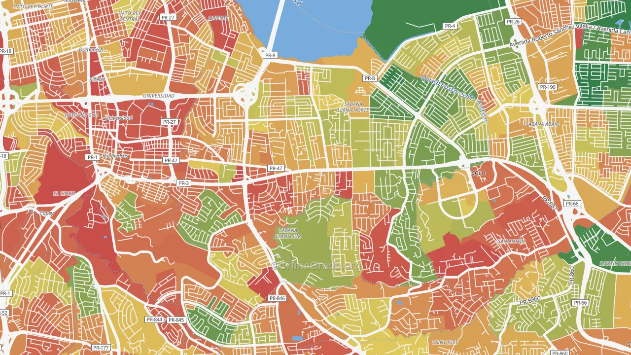Parcelas Hill Brothers, San Juan, PR Map of Arson Rates
