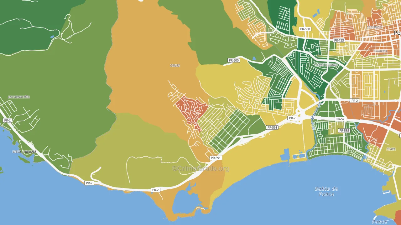 Parcelas Nueva Vida, Ponce, PR Map of Arson Rates