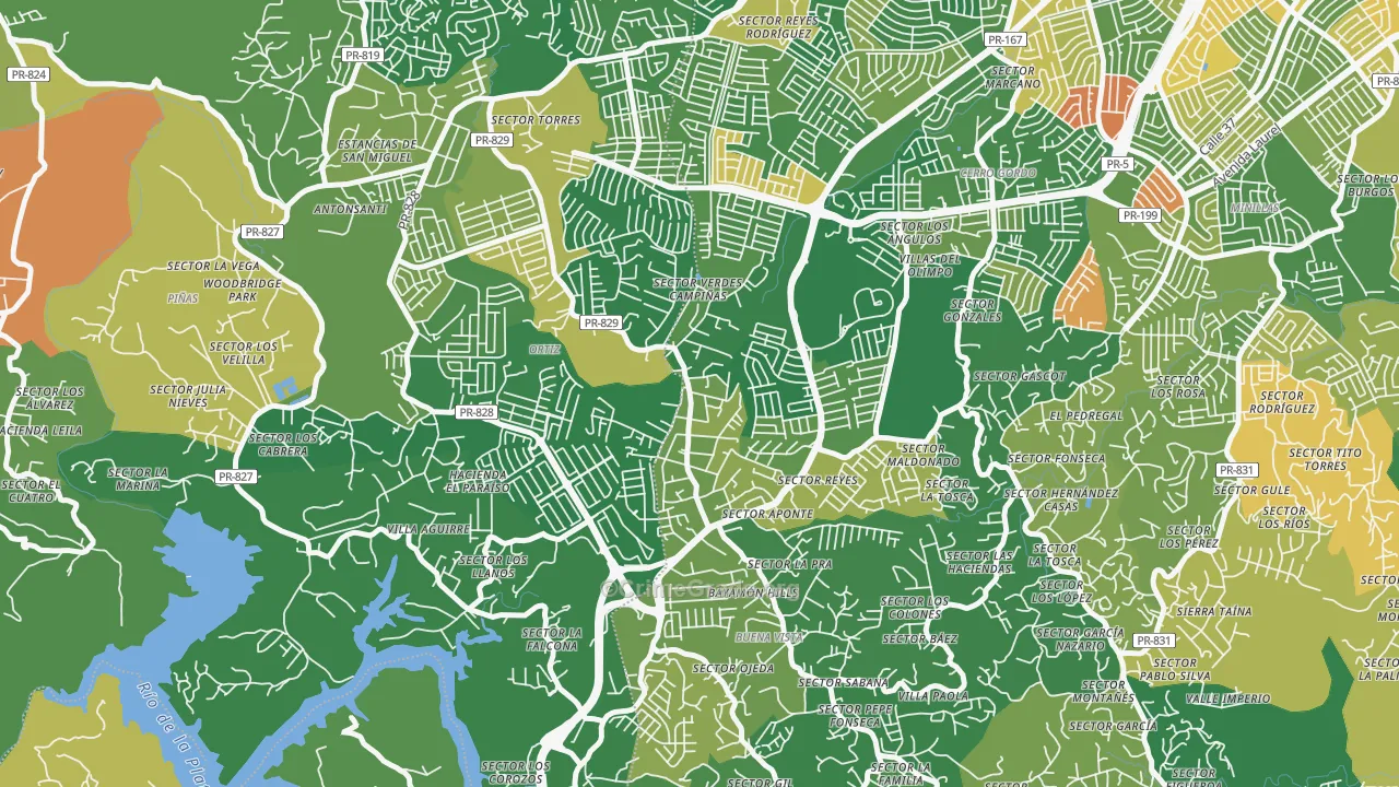 Parcelas van Scoy, Bayamon, PR Map of Arson Rates