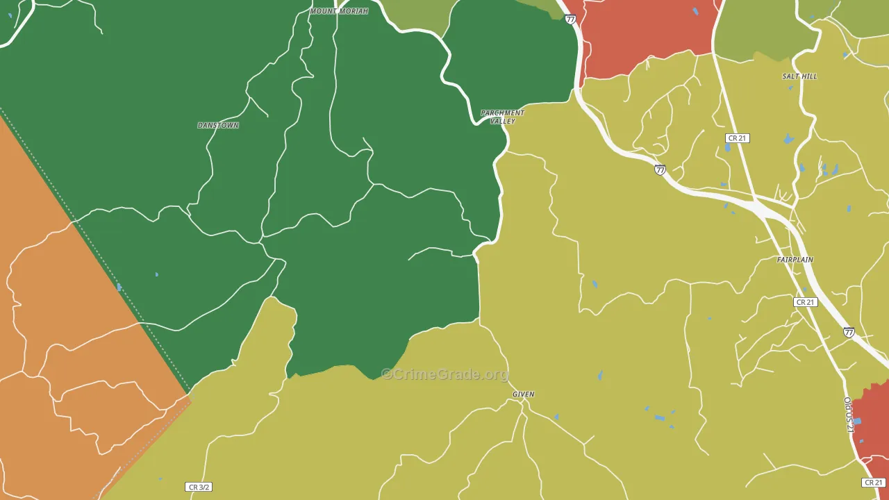 Parchment Valley, WV Map of Arson Rates