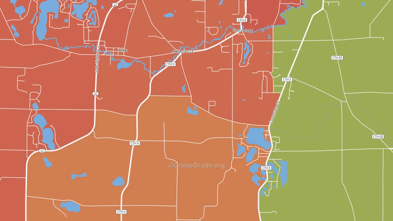 Parfreyville, WI Map of Arson Rates