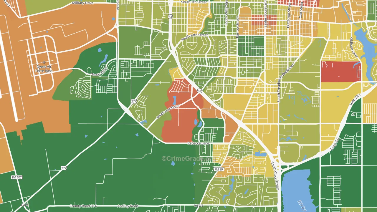 Park Central Area, Abilene, TX Map of Arson Rates