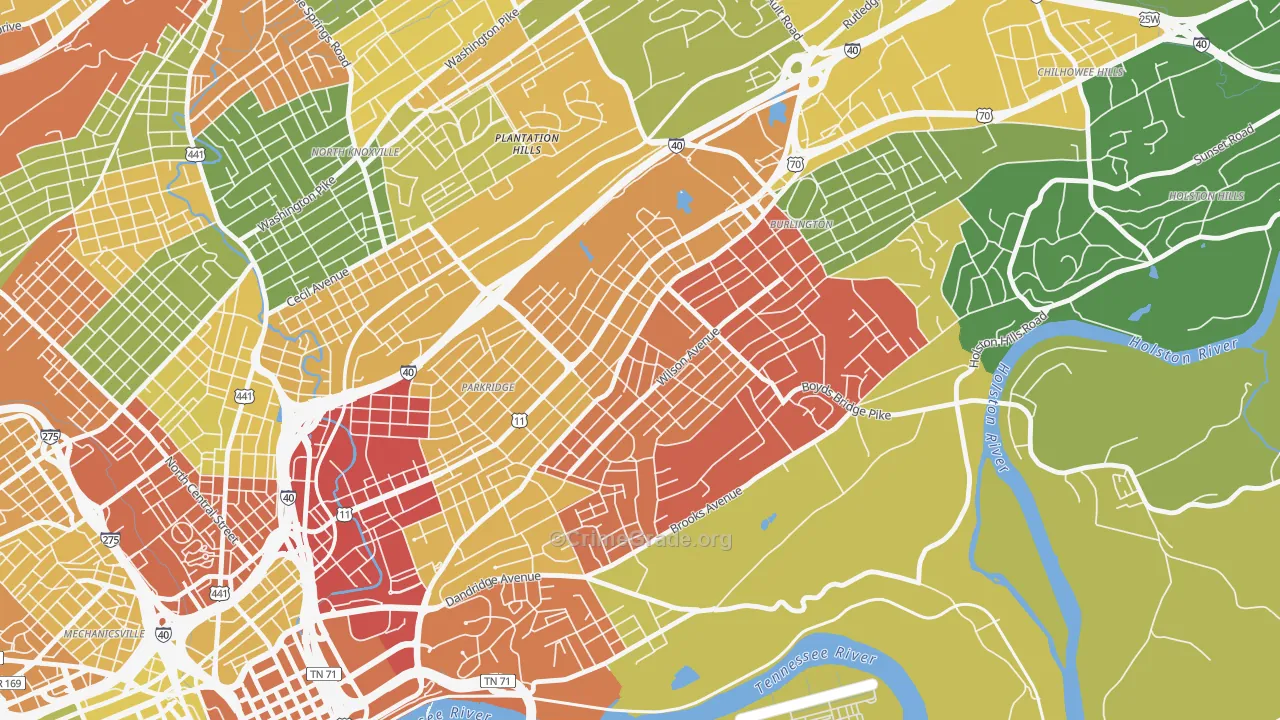 Park City, Knoxville, TN Map of Arson Rates