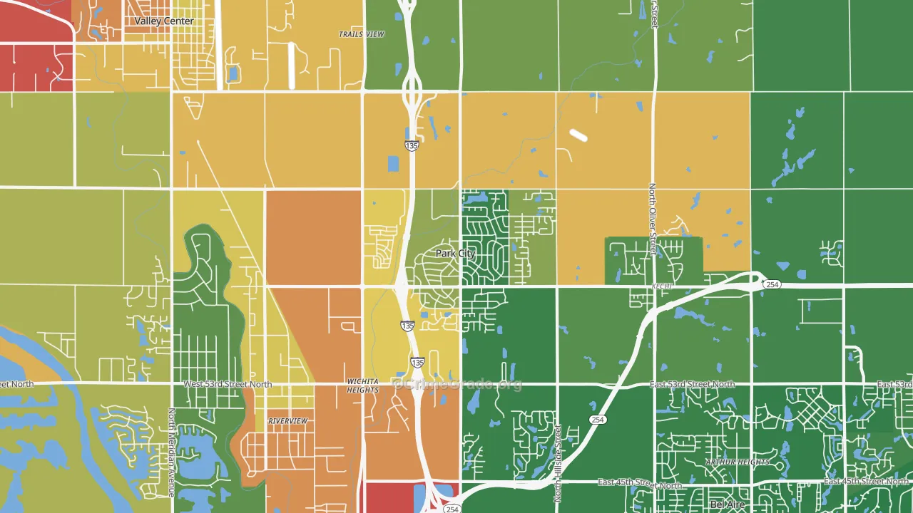 Park City, KS Map of Arson Rates