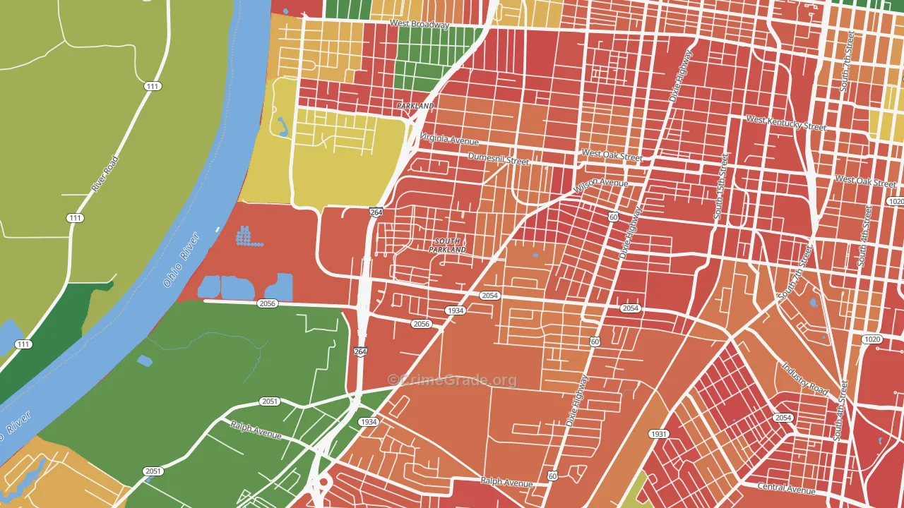 Park Duvalle, Louisville, KY Map of Arson Rates