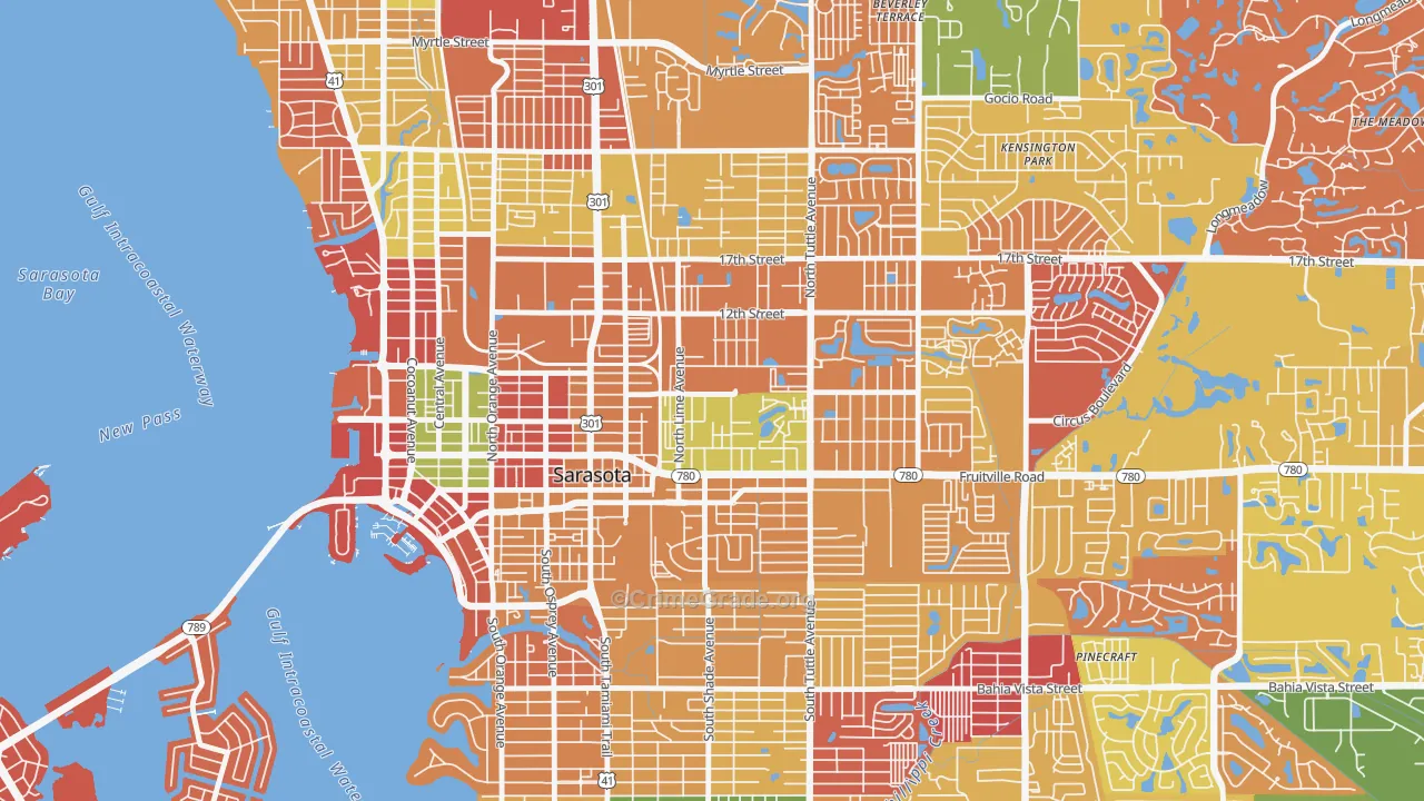 Park East, Sarasota, FL Map of Arson Rates