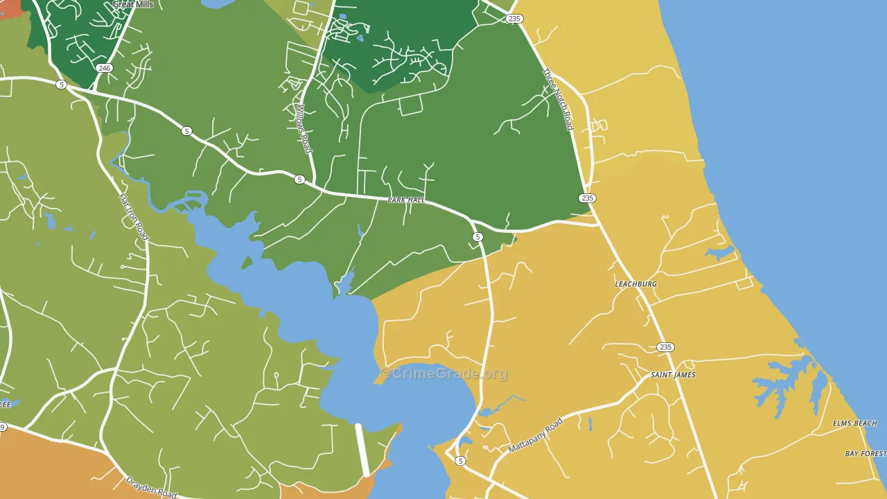 Park Hall, MD Map of Arson Rates
