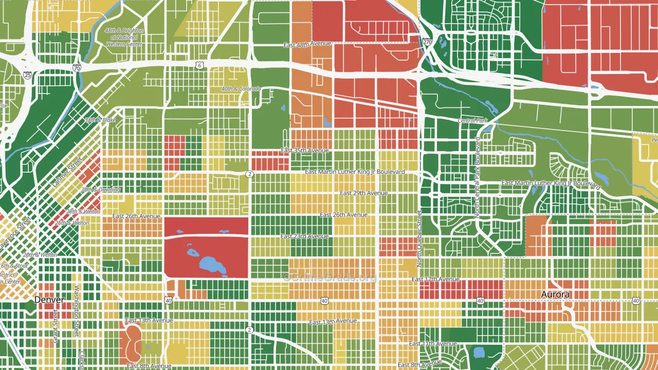 Park Hill, Denver, CO Map of Arson Rates