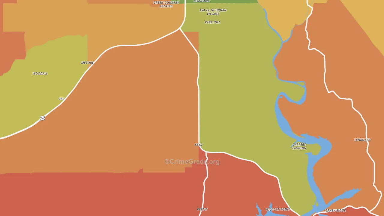 Park Hill, OK Map of Arson Rates